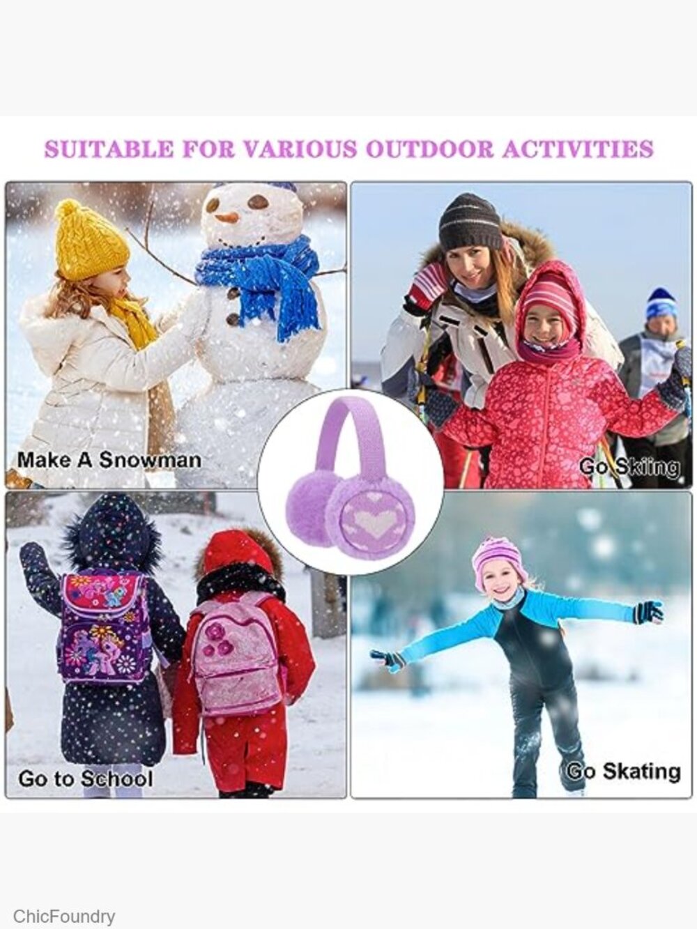 Girls Knit Earmuffs and Gloves Set Winter Warm Ear Warmers Gloves - Picture 7 of 7